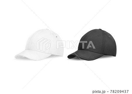 Blank black and white baseball cap mockup, half-turned view 78209437