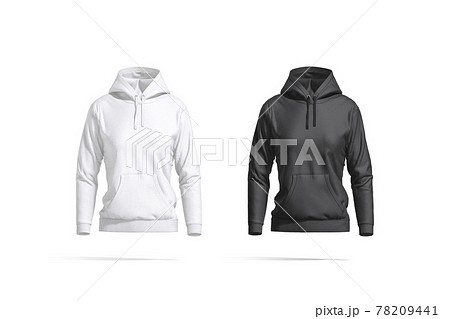 Blank black and white women sport hoodie mockup, front view 78209441