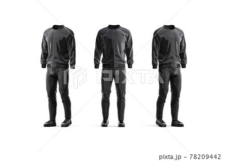 Blank black sport tracksuit mockup, front and side view 78209442