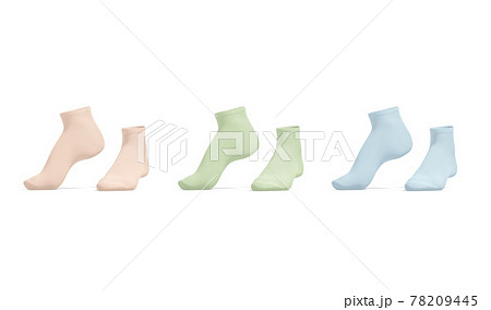 Blank colored ancle socks pair mockup on tiptoe, side view 78209445