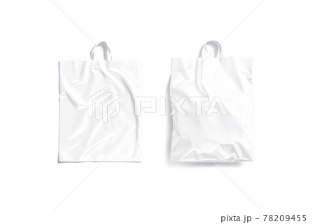 Blank white loop handle plastic bag mockup, top view 78209455