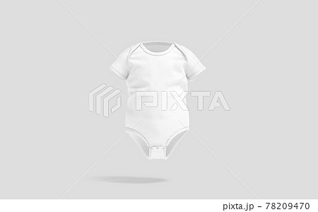 Blank white half sleeve baby bodysuit mockup, gray background Blank white half sleeve baby bodysuit mockup, gray background 78209470
