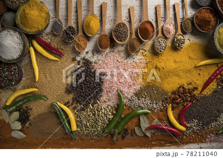 Aromatic spices and Still Life background 78211040