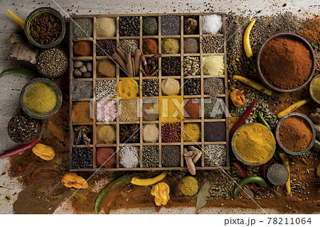 Spice Still Life on stone background 78211064