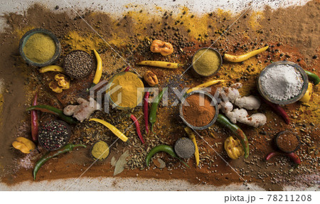 Aromatic spices and Still Life background Aromatic spices and Still Life background 78211208
