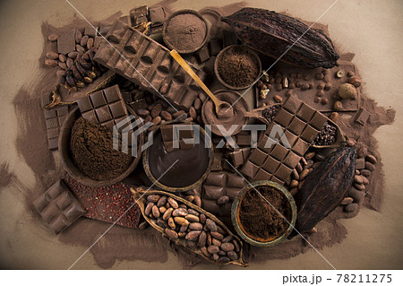 Bar Of Chocolate, Cocoa Beans Bar Of Chocolate, Cocoa Beans 78211275