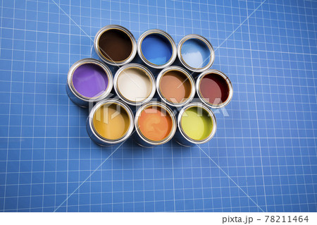 Buckets full of rainbow colored oil paint Buckets full of rainbow colored oil paint 78211464