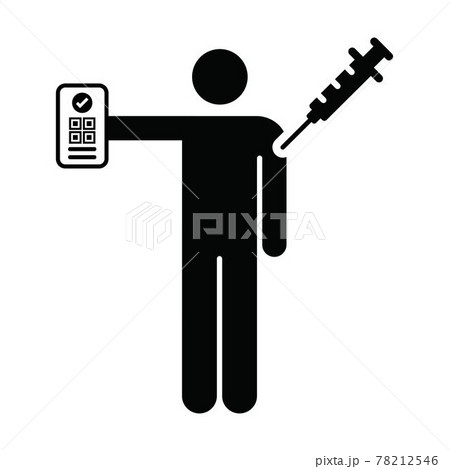 Vaccination card icon vector with male pictogram symbol for medical and healthcare covid certificate in a glyph illustration Vaccination card icon vector with male pictogram symbol for medical and healthcare covid certificate in a glyph illustration 78212546