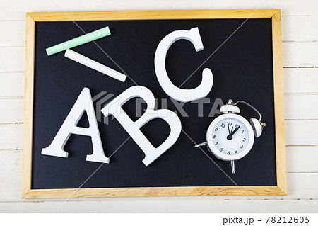 Letters ABC and chalk board. 78212605