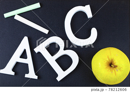 Letters ABC and chalk board. Letters ABC and chalk board. 78212606