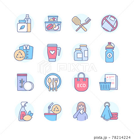 Zero waste - modern line design style icons set 78214224