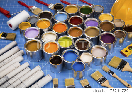 Colorful paint cans set, Painting background 78214720