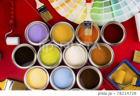 Paint can with a paintbrush Paint can with a paintbrush 78214726