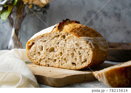 Sourdough bread sliced, made from wild yeast. Cooking healthy foods. 78215614