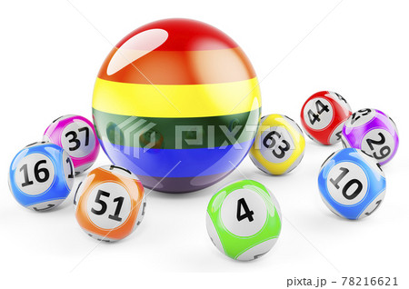 Lotto balls with LGBT rainbow flag. 3D rendering Lotto balls with LGBT rainbow flag. 3D rendering 78216621
