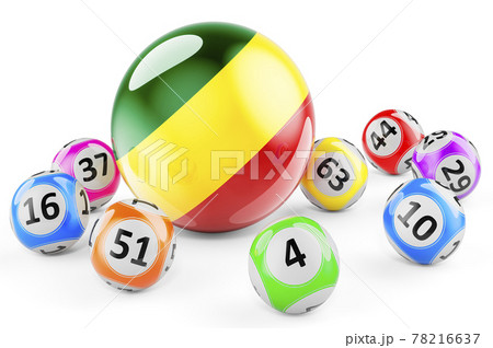 Lotto balls with Congolese flag. Lottery in Congo concept, 3D rendering Lotto balls with Congolese flag. Lottery in Congo concept, 3D rendering 78216637
