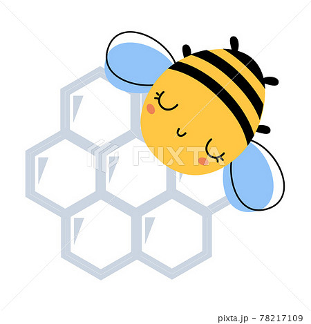 Cute Honey Bee with Honeycomb, Lovely Flying Insect Character Cartoon Vector Illustration 78217109