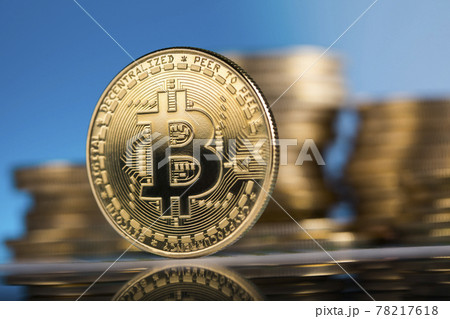 Golden Bitcoin Coin, virtual money, financial concept 78217618