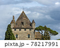 the castle of Yvoire is built on a point overlooking Lake Geneva, France	 78217991