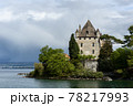 the castle of Yvoire is built on a point overlooking Lake Geneva, France	 78217993