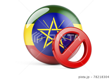 Forbidden symbol with Ethiopian flag. Prohibition in Ethiopia concept, 3D rendering Forbidden symbol with Ethiopian flag. Prohibition in Ethiopia concept, 3D rendering 78218304