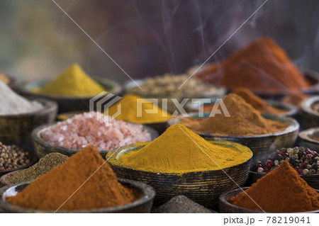Aromatic spices on wooden background Aromatic spices on wooden background 78219041