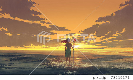 Looking At The Eternal Sunsetのイラスト素材