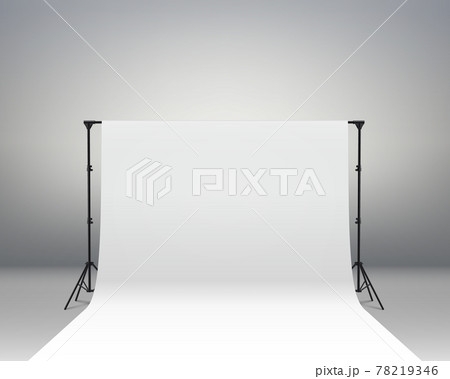 Professional photo studio interior. Photography tripods and racks and paper roll Professional photo studio interior. Photography tripods and racks and paper roll 78219346