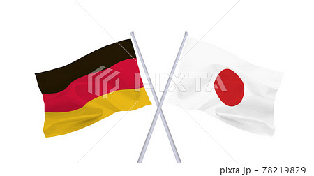 ドイツと日本の国旗のイラスト素材 7199