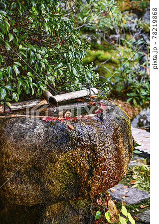 紅葉の魚山大原寺、実光院 つくばい 紅葉の魚山大原寺、実光院 つくばい 78219868
