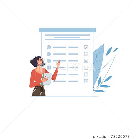 Flat cartoon character in online education,survey,exam vector illustration concept 78220078