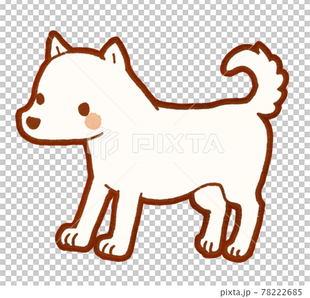 昔話に出そうな白い子犬のイラスト1のイラスト素材 [78222685