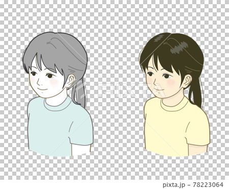 小学生の女の子 上半身のイラスト素材