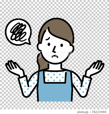 Illustration of a housewife with a troubled expression Illustration of a housewife with a troubled expression 78223444