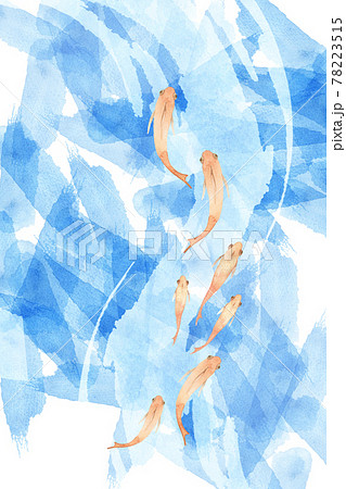 メダカの群れの水彩画 メダカの群れの水彩画 78223515