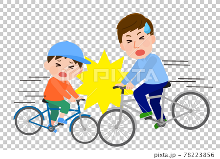 自転車同士で正面衝突 交通事故 イラストのイラスト素材