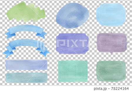 水彩フレーム　背景イラスト　セット　寒色 78224164