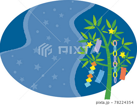 天の川と七夕の笹のイラスト素材