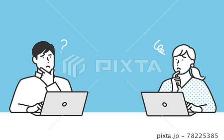 リモートワークで働くビジネスパーソンのイラスト素材 78225385
