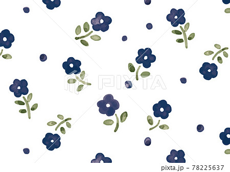 水彩 シンプルで可愛い青い花 パターン背景のイラスト素材