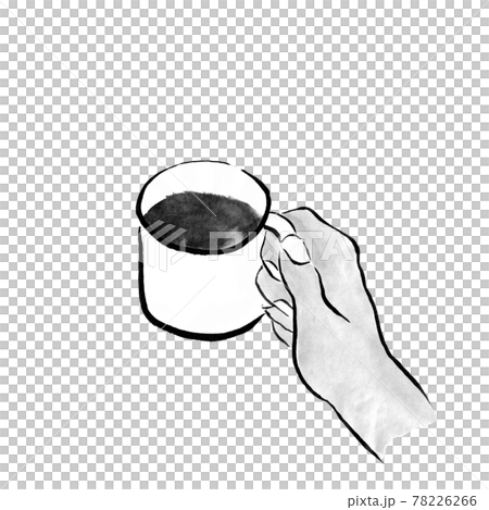 Hands to drink coffee (person drawn in ink) 78226266