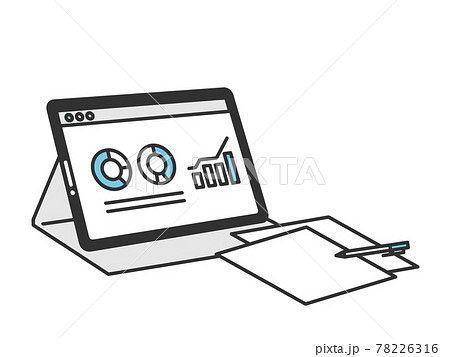 資料を表示するタブレットのイメージイラスト素材 78226316