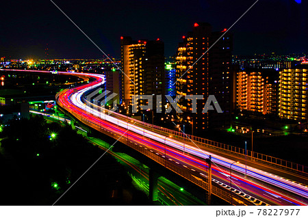阪神高速道路4号湾岸線の泉大津PAから見た光の河 78227977