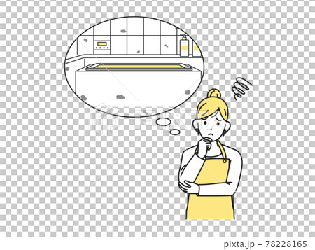 Housewife worried about mold in the bath, female bathtub, bathroom illustration material 78228165