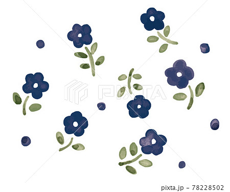 水彩 シンプルで可愛い青い花 装飾イラストのイラスト素材