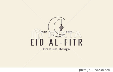 Ketupat Eid with crescent line logo symbol vector icon illustration graphic design 78230720