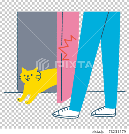 Illustration of a cat jumping out of the door 78231379
