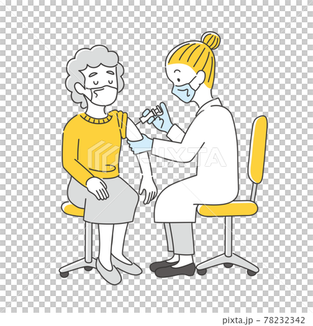 老年婦女接種疫苗插圖素材 78232342