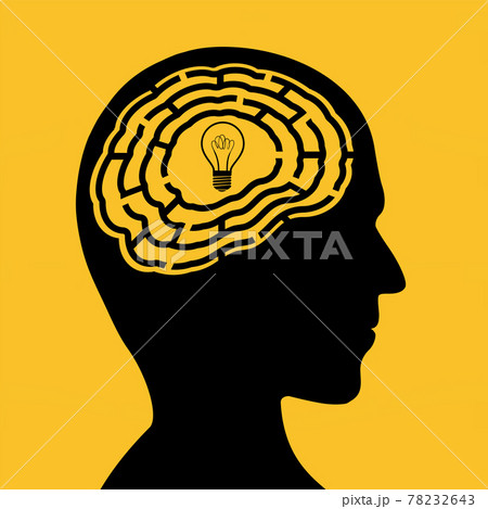 Human head with a maze and light bulb Human head with a maze and light bulb 78232643