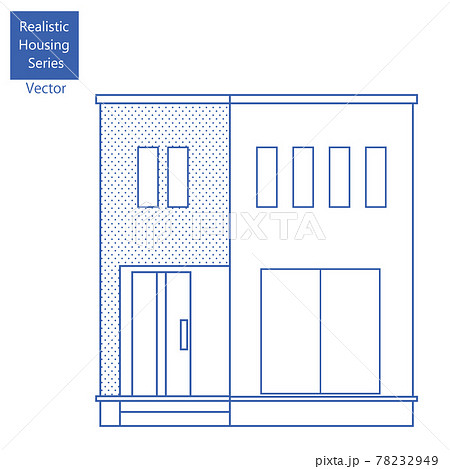 シンプルな線画の一戸建て、一軒家のイラスト(二階建て)マイホーム木造住宅 ベクター シンプルな線画の一戸建て、一軒家のイラスト(二階建て)マイホーム木造住宅 ベクター 78232949